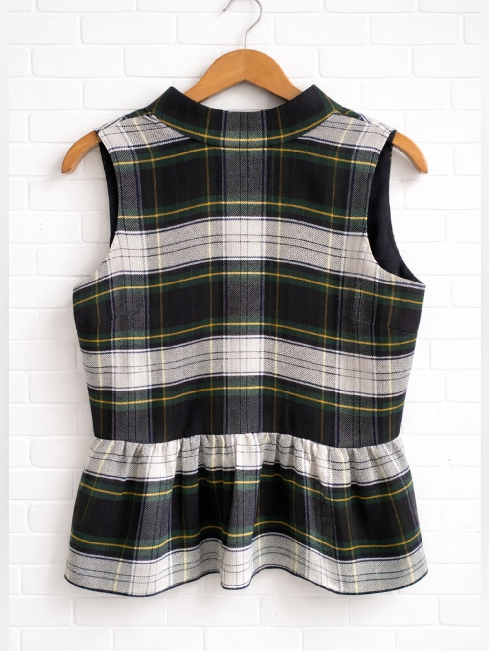 J.Crew Gilded Highland Tartan Peplum Top Plaid Sleeveless NWT Size Small